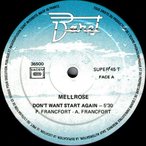 Mellrose : Don't Want Start Again / One Day Each Day (12", Ltd)