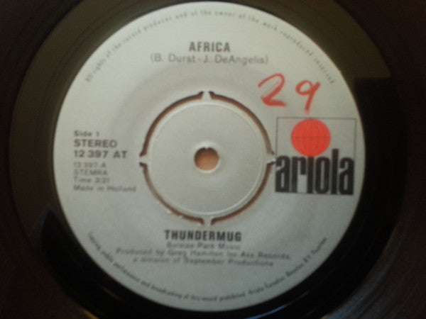 Thundermug : Africa / Will They Ever (7", Single)