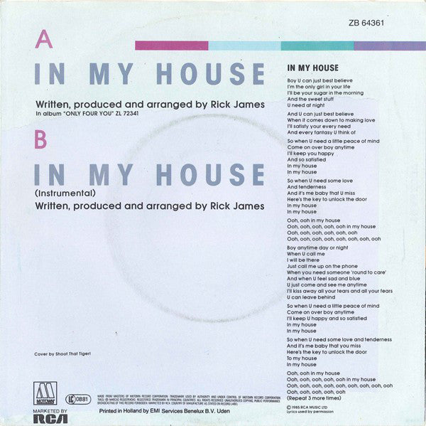 Mary Jane Girls : In My House (7", Single)