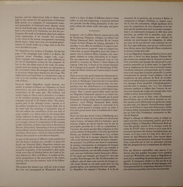 Carl Philipp Emanuel Bach / Tölzer Knabenchor, Collegium Aureum, Elly Ameling, Maureen Lehane, Theo Altmeyer, Roland Hermann : Magnificat (LP, Gat)