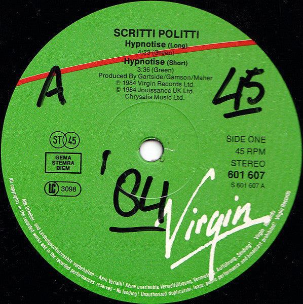 Scritti Politti : Hypnotize (12", Sup)