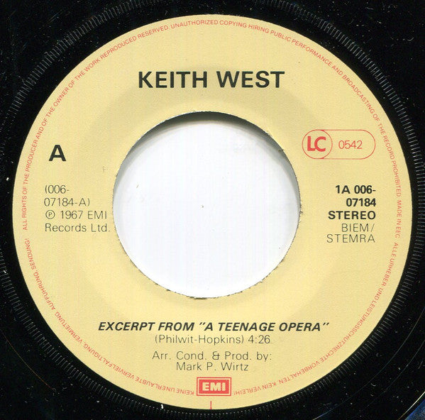 Keith West / Mark Wirtz Orchestra : Excerpt From "A Teenage Opera" / Theme From "A Teenage Opera" (7", Single, RE)