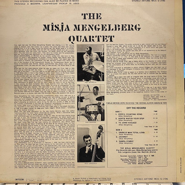 Misha Mengelberg Quartet : The Misja Mengelberg Quartet (As Featured At The Newport Jazz Festival 1966) (LP, Album)