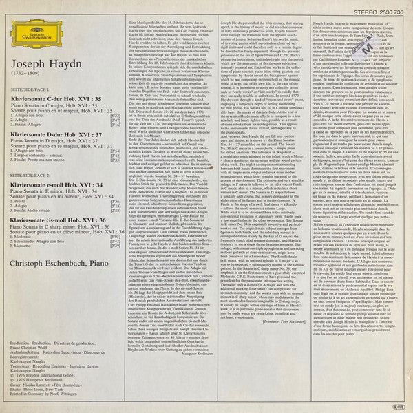 Joseph Haydn, Christoph Eschenbach : 4 Klaviersonaten (LP)