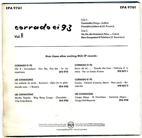 Corrado Ei 93 : Vol. 2 (7", EP, Mono)