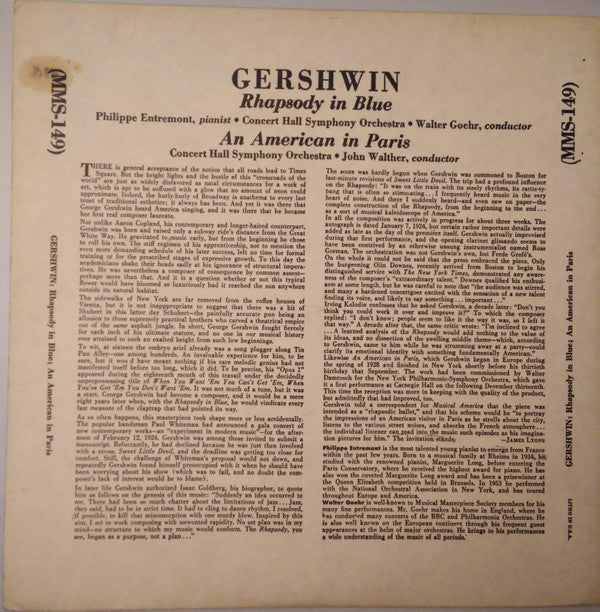George Gershwin : Rhapsody In Blue; An American In Paris (10")