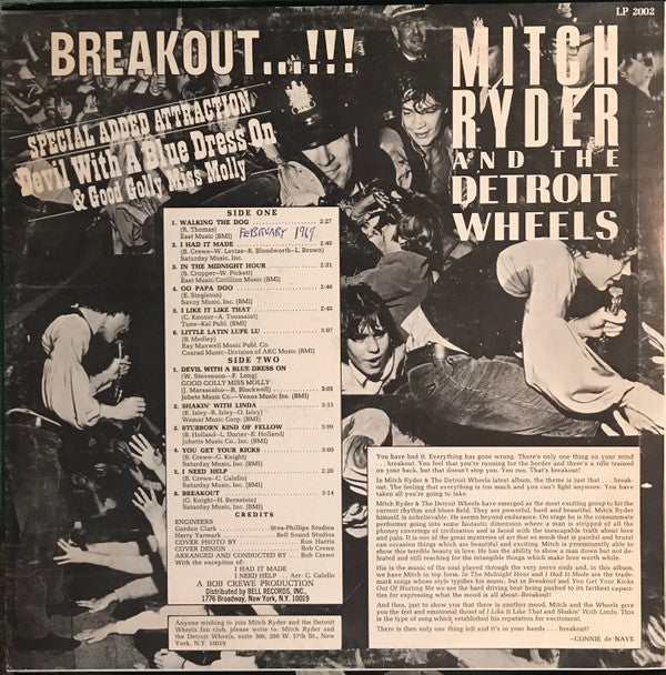 Mitch Ryder & The Detroit Wheels : Breakout (LP, Album)