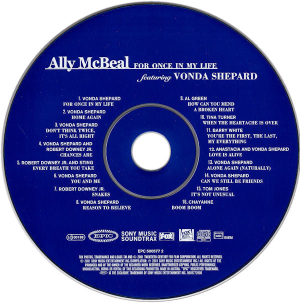 Various Featuring Vonda Shepard : Ally McBeal (For Once In My Life) (CD, Album)