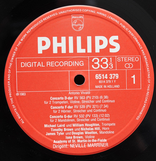 Antonio Vivaldi, The Academy Of St. Martin-in-the-Fields, Sir Neville Marriner : 6 Double Concertos / 6 Doppelkonzerte (LP, Album)