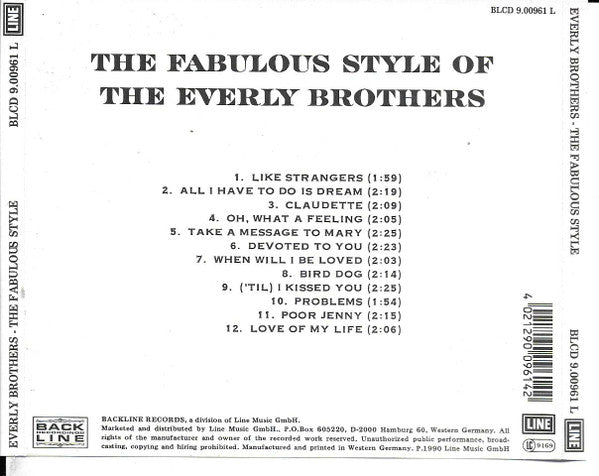 Everly Brothers : The Fabulous Style Of The Everly Brothers (CD, Comp, RE)