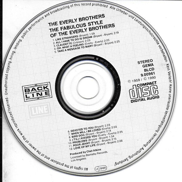 Everly Brothers : The Fabulous Style Of The Everly Brothers (CD, Comp, RE)