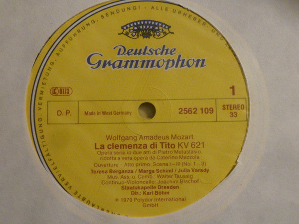 Wolfgang Amadeus Mozart • Karl Böhm, Teresa Berganza • Edith Mathis • Iulia Várady, Marga Schiml • Peter Schreier • Theo Adam, Rundfunkchor Leipzig • Staatskapelle Dresden : La Clemenza Di Tito (3xLP + Box)
