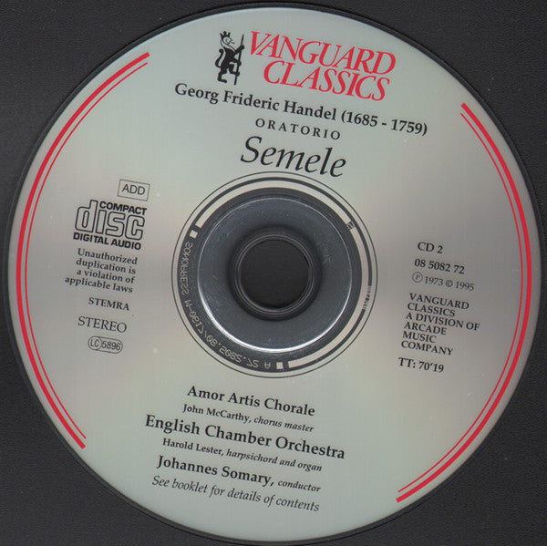 Georg Friedrich Händel / Sheila Armstrong, Helen Watts, Robert Tear, Justino Diaz, Felicity Palmer, Mark Deller, English Chamber Orchestra, Johannes Somary : Semele (2xCD, Album)