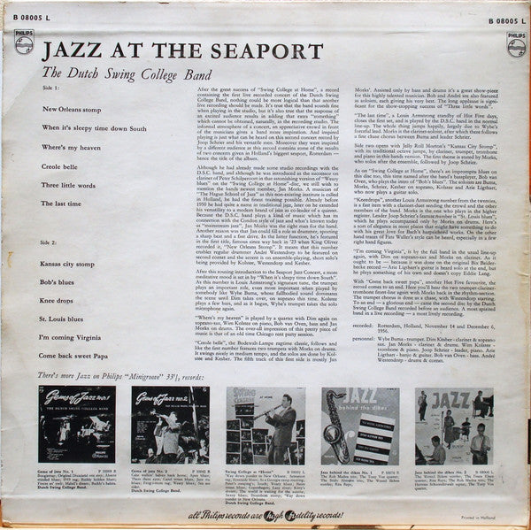 The Dutch Swing College Band : Jazz At The Seaport (LP, Album, Mono)