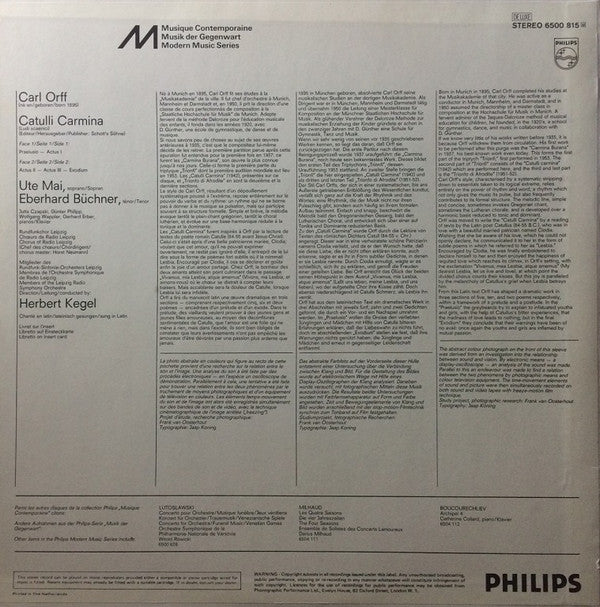 Carl Orff, Rundfunkchor Leipzig, Rundfunk-Sinfonie-Orchester Leipzig, Herbert Kegel : Catulli Carmina (LP)
