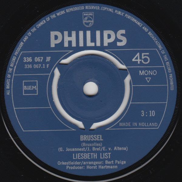 Liesbeth List : Brussel (7", Single, Mono)
