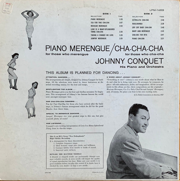 Johnny Conquet And His Orchestra : Piano Merengue/Cha-Cha-Cha (LP, Album, Mono)