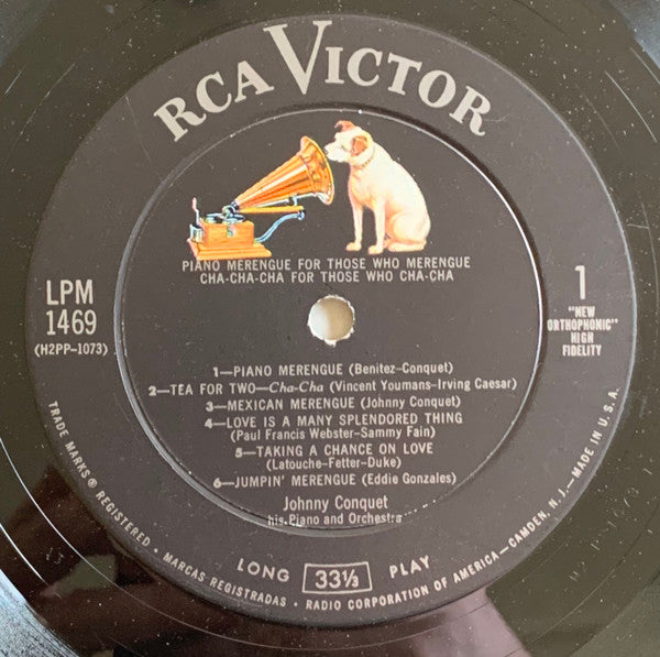 Johnny Conquet And His Orchestra : Piano Merengue/Cha-Cha-Cha (LP, Album, Mono)