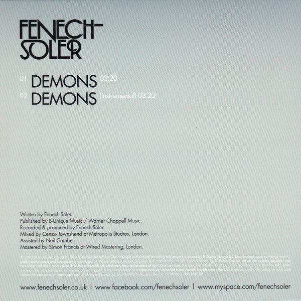 Fenech Soler : Demons (CDr, Single, Promo)