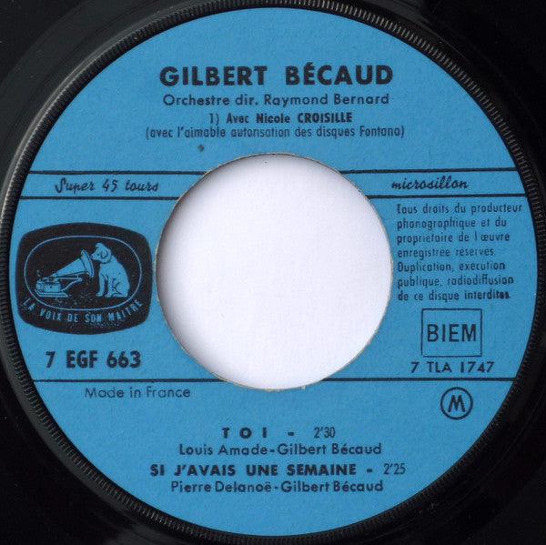 Gilbert Bécaud : Toi (7", EP, Mono)