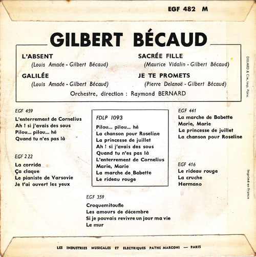 Gilbert Bécaud : L'Absent (7", EP)