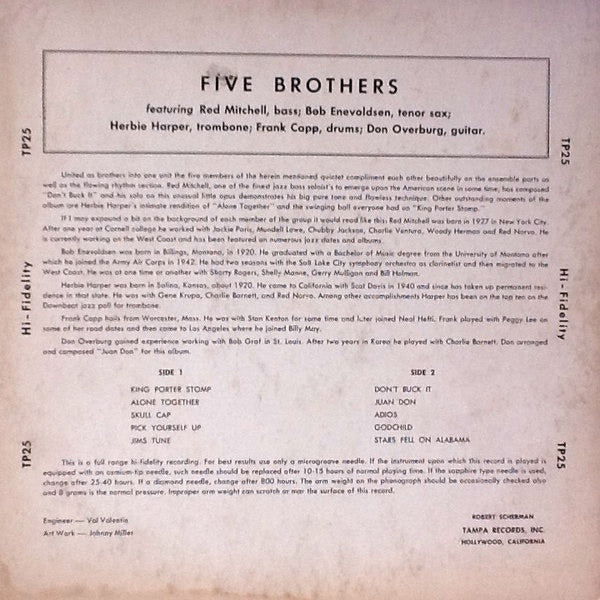 Five Brothers : Five Brothers (LP, Album, RE, Pin)