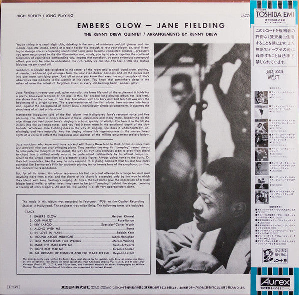 Jane Fielding With Kenny Drew Quintet : Embers Glow (LP, Album, Mono, RE)