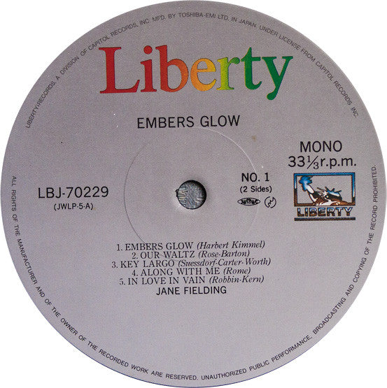 Jane Fielding With Kenny Drew Quintet : Embers Glow (LP, Album, Mono, RE)