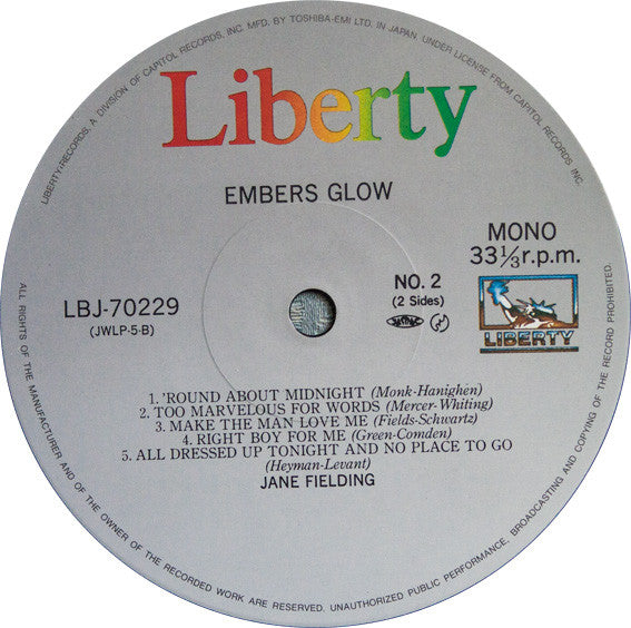 Jane Fielding With Kenny Drew Quintet : Embers Glow (LP, Album, Mono, RE)