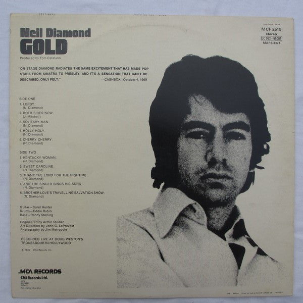 Neil Diamond : Gold (LP, Album, RE)