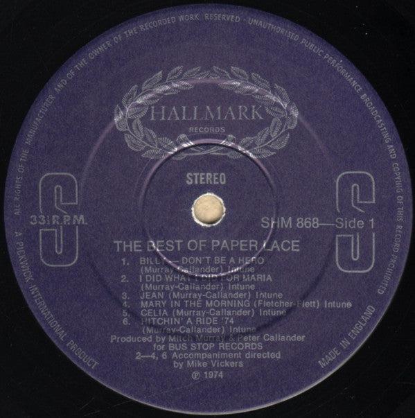 Paper Lace : The Best Of Paper Lace (LP, Comp, Blu)