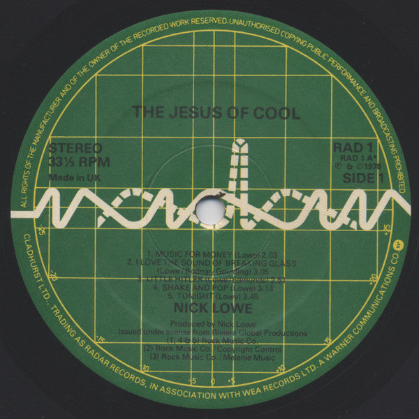 Nick Lowe : Jesus Of Cool (LP, Album, CBS)