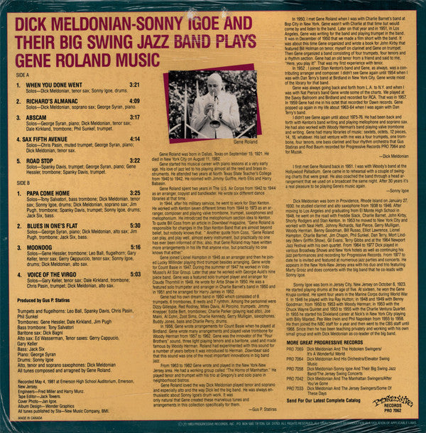 Dick Meldonian-Sonny Igoe  And Their Big Swing Jazz Band : Plays Gene Roland Music (LP, Album)