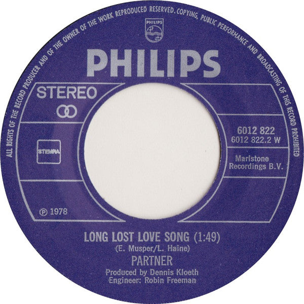 Partner : Part Of My Life (7", Single)