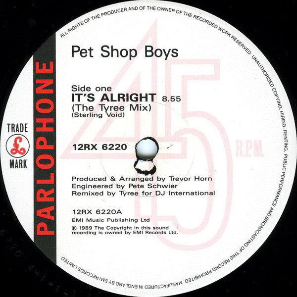 Pet Shop Boys : It's Alright (The DJ International Mixes) (12", Single)