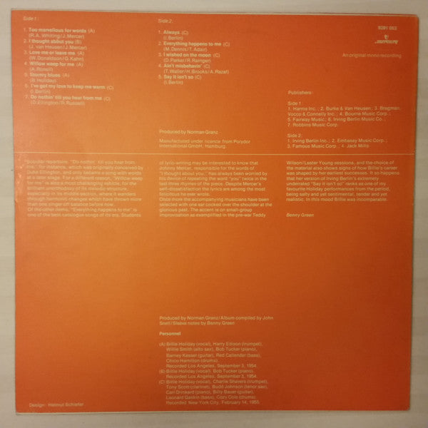 Billie Holiday : The Voice Of Jazz (LP, Comp, Mono)