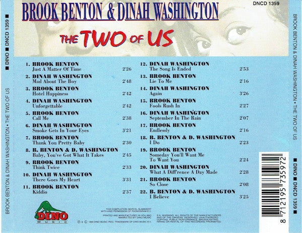 Brook Benton & Dinah Washington : The Two Of Us  (TV-CD) (CD, Comp)