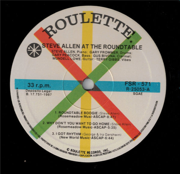 Steve Allen (3) : Steve Allen At The Roundtable (LP, Album, RE)