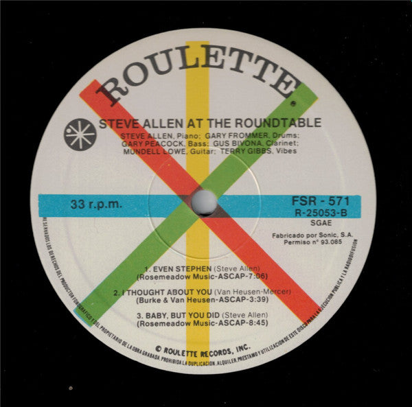 Steve Allen (3) : Steve Allen At The Roundtable (LP, Album, RE)