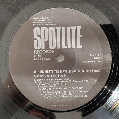 Al Haig : Meets The Master Saxes Volume Three (LP, Comp)