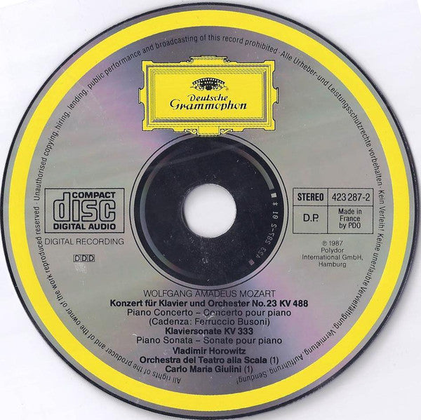 Vladimir Horowitz Plays Wolfgang Amadeus Mozart - Orchestra Del Teatro Alla Scala, Carlo Maria Giulini : Piano Concerto No. 23 K. 488 • Piano Sonata K. 333 (CD, RE, PDO)