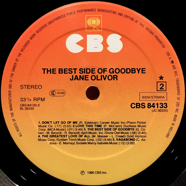 Jane Olivor : The Best Side Of Goodbye  (LP, Album, Promo)