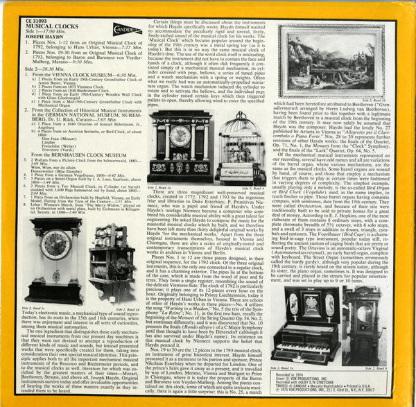 No Artist : Musical Clocks (Works By Haydn, Mozart, Weber, Verdi, Lehar, Strauss And Others) (LP)