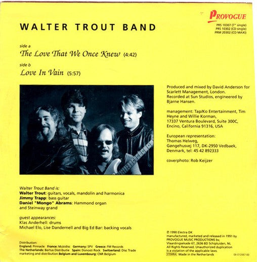 Walter Trout Band : The Love That We Once Knew (7", Single)