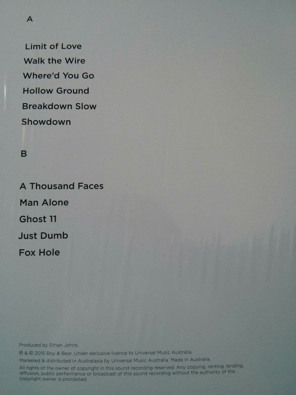 Boy & Bear : Limit Of Love (LP, Album)