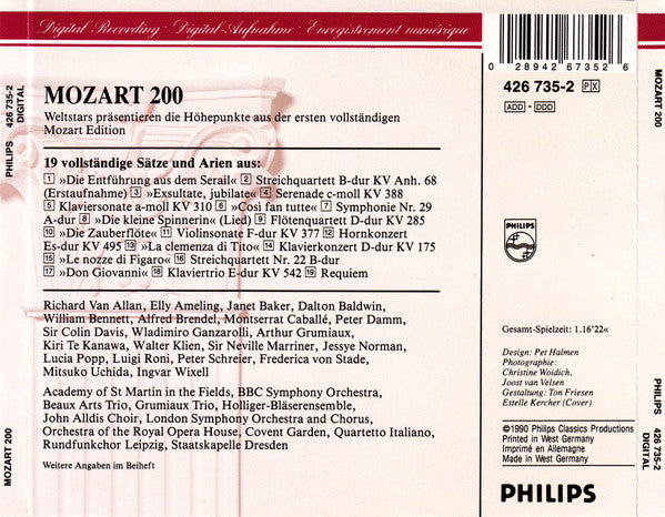 Wolfgang Amadeus Mozart : Mozart 200 (Weltstars Präsentieren Die Höhepunkte Aus Der Ersten Vollständigen Mozart Edition) (CD, Ltd, Smplr)