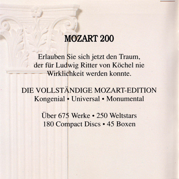 Wolfgang Amadeus Mozart : Mozart 200 (Weltstars Präsentieren Die Höhepunkte Aus Der Ersten Vollständigen Mozart Edition) (CD, Ltd, Smplr)