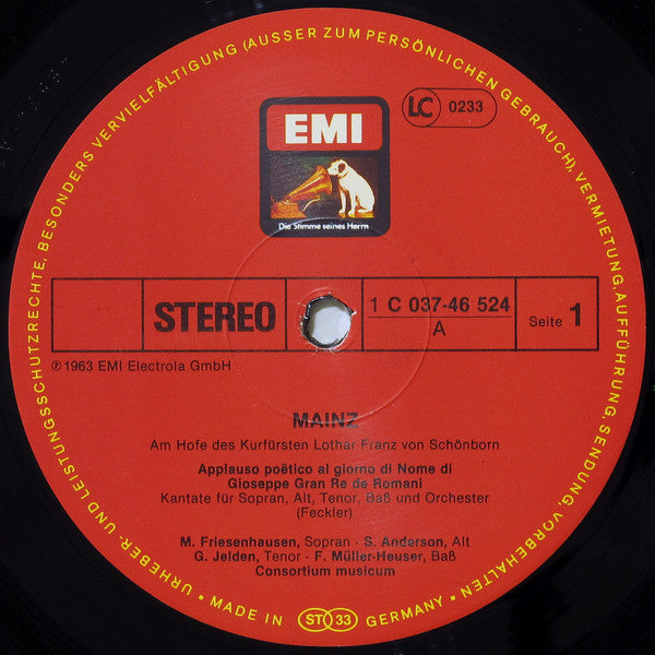 Joseph Paris Feckler ∙ Johann Theodor Herold / Johann Jakob Walther ∙ Johann Ondraček : Mainz (Am Hofe Des Kurfürsten Franz Von Schönborn) (LP, RE)