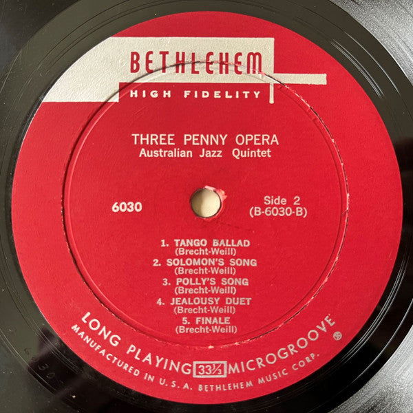 The Australian Jazz Quintet : Modern Jazz Performance Of Kurt Weill's Three Penny Opera (LP, Album, Mono)