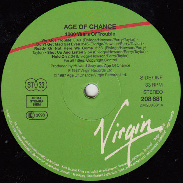 Age Of Chance : One Thousand Years Of Trouble (LP, Album)